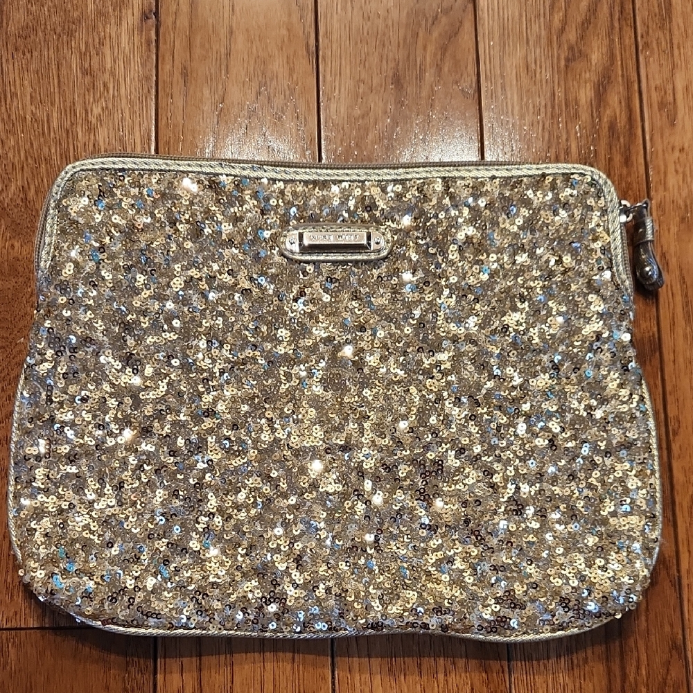 Nine West Gold Sequin Cosmetic Bag